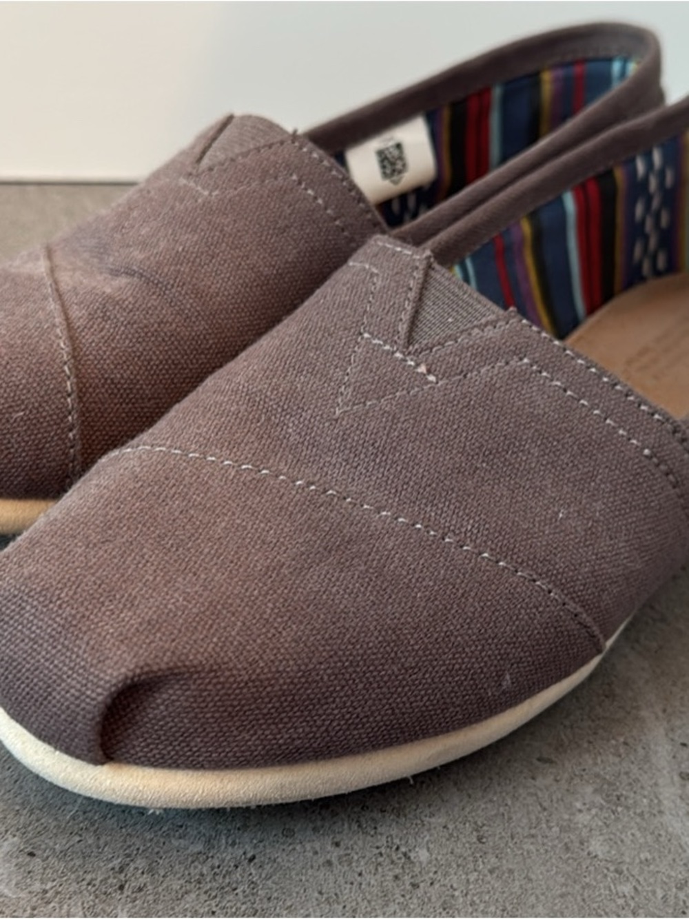 Toms Gray Canvas Slip-On Flats